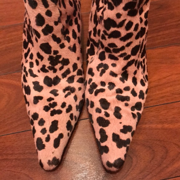 Costa Blanca pink leopard fur ankle boots - Picture 4 of 7